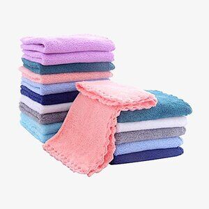 BAMBOO QUEEN Face Towels, 8 x 8", 16pk